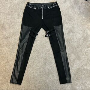 maniere de voir black leather buckle zipper detail legging skinny pants 16 vegan